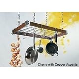 Review Stacks and Stacks  / Cherry Wood Rectangle Pot Rack, Copper Accents (Cherry/Copper) (30
