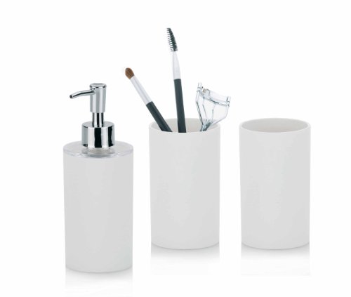 Kela 390101 Badset Lis 3-teilig Abs-Kunststoff - 2 Becher + 1 Seifenspender, wei&szlig;
