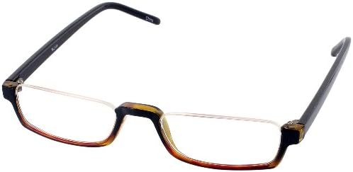 Nu Vue Single Vision Half Frame Reading Glasses, Black / Amber Fade, +2.25