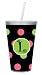 Polka Dot Monogram Acrylic Cup with Clear Straw L