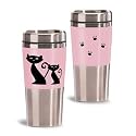 HuesNBrews Cattitude 14 Ounce Pink Tumbler, 1 Pack