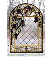 Meyda 24W X 36H Grape Diamond Trellis Window - Model 66048 Stained Glass