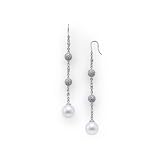 South Sea White Pearl Earrings with Diamonds in 14K White Gold