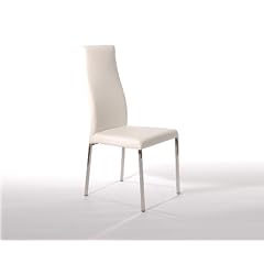 Lederstuhl Hochlehner 44x55,5x105 cm mit 4-Fu� Edelstahlgestell (wei�)