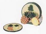 PINEAPPLE 5 Piece Coaster Set w/ Coaster Holder *NEW*!