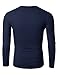 Doublju Mens V-Neck T-shirts with Long Sleeve NAVY (US-L)