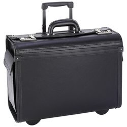 Embassy Sample/Pilot Case 18 Inch With Trolley Pvc Matte Black Exterior Rolling Wheels