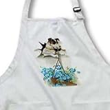 IMAGE OF Vintage Terrier and Shoe - BLACK Full Length Apron With Pockets 22w X 30l