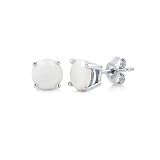 Sterling Silver Earrings Round Mother-of-Pearl Solitaire Stud Earrings - 5mm - Ideal Gift For Mother Day, Anniversary, Engagement, Wedding, Birthday, For Her