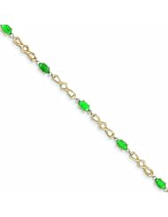 Genuine 14K Yellow Gold Diamond And Emerald Bracelet 4 Grams Of Gold 100% Satisfaction Guaranteed.