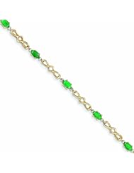 2.2 Carat 14K Gold Diamond and Emerald Bracelet