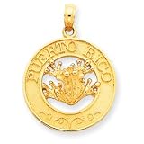 14k Puerto Rico with Frog Pendant - Measures 25.9x19mm