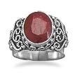 Oval Rough-Cut Ruby Ring