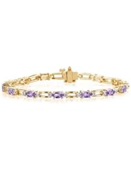 14k Yellow Gold Diamond and Amethyst Bracelet