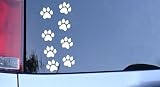 8 Paw Prints Sticker White - Dog, Puppy, Pooch Lover