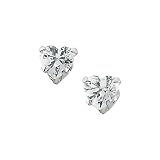14K White Gold Heart Shaped Cubic Zirconia Children's Earring Studs