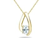 Aquamarine Loop Pendant Necklace 10K Yellow Gold