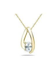 Aquamarine Loop Pendant Necklace 10K Yellow Gold