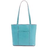 Baekgaard Leather Tote - Turquoise/Azalea