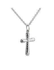 British Jewellery Workshops Silver 21x15mm plain Cross embossed border with Rolo chain