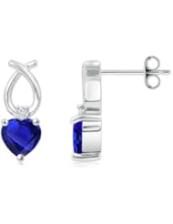 Round Diamond and Heart Tanzanite Earrings - 0.7 ct TGW