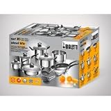 Bialetti - 0 SLBA 002 - Batterie de Cuisine 16 Pièces - Acier Inox Poli