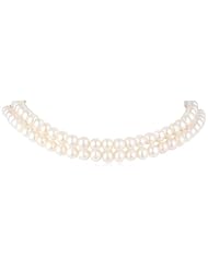 Sterling Silver Created Pink Sapphire and Freshwater Cultured Pearl Necklace, 17"