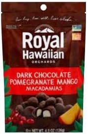 Royal Hawaiian Dark Chocolate Pomegranate Mango Macadamias, 4.5 Oz (Pack of 6)