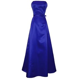 Buy 50's Strapless Satin Long Gown Bridesmaid Prom Dress Holiday Formal