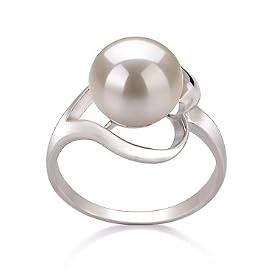 PearlsOnly Sadie White 9-10mm AA Freshwater Sterling Silver Pearl Ring-Size-5
