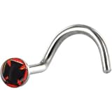 Surgical Steel Red and Black IRON CROSS Logo Nose Ring