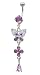 Purple Butterfly Dangle Charm Belly Button Navel Ring Cute Sexy Fashion 14 Gauge