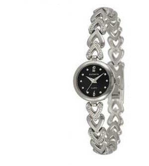 Dufonte By Lucien Piccard 73067sl Hearts Collection Black Dial Ladies Watch