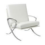 Pietro Leather Lounge Chair (White and Chrome) (34H x 28W x 31D)