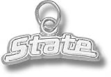 Michigan State Spartans Solid Sterling Silver ''STATE'' 1/4'' Pendant
