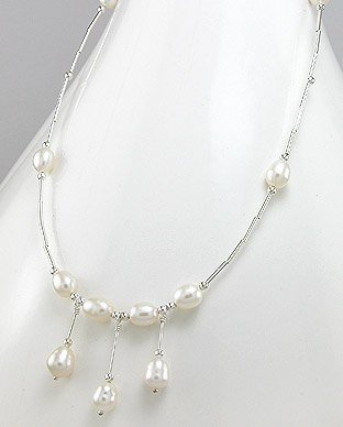 Collier En Argent Avec Perles D'Eau Douce - 40-45 