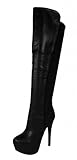 Speed Limit 98 Women's Abby Over The Knee Platform Heel Boots Back Elastic Fabric, black leatherette, 7.5 M US