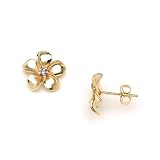 Plumeria Earrings with Tanzanite in 14K Yellow Gold - Large