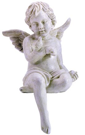 Sitting Cherub With Bird