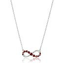 Sterling Silver Garnet Infinity Necklace, 18"