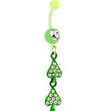 BIOPLAST Green JEWELED SPADE Dangle Belly Ring