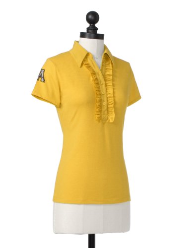 Meesh & Mia Appalachian State University Ruffled Polo Gold, Size Medium