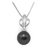 Tahitian Black Pearl Pendant in 14K White Gold