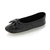 Isotoner - Chaussons femme - Ballerines Cuir - Noir