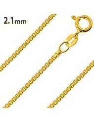 14K Gold Plated Silver Box Chain 2.1mm (16", 18", 20", 22", 24", 30" inch lengths)