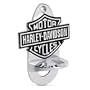 Harley Davidson Wall Mount Bottle Opener. Chrome plated. Bar & Shield logo. Measures 3 7/8" x 2 3/4". Mounting hardware included. 99333-08V