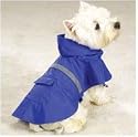 Medium Protective Hooded Dog Rain Coat Jacket Blue