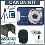 Canon PowerShot A480 Digital Camera Kit, Blue with 2 GB SD Memory Card, Deluxe Carry Case, Mini Table Top Tripod, Neck Strap, Memory Card Wallet, Screen Protecters for LCD Screen, Cleaning Fluid with Cloth
