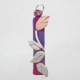 Sterling Silver & Copper Leaf Pendant with Purple Patina Finish, #9149