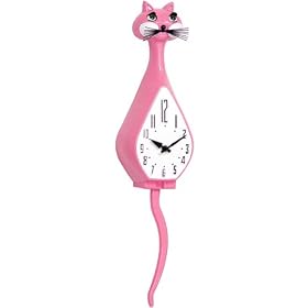 1950s Simone Pink Cat Animated Wall Clock